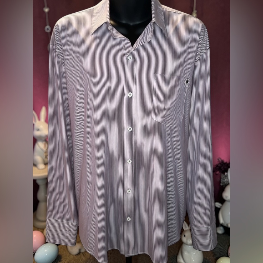 Tommy Bahama Relax Casual Button Down Shirt Mens XL Long Sleeve Burgundy Stripe